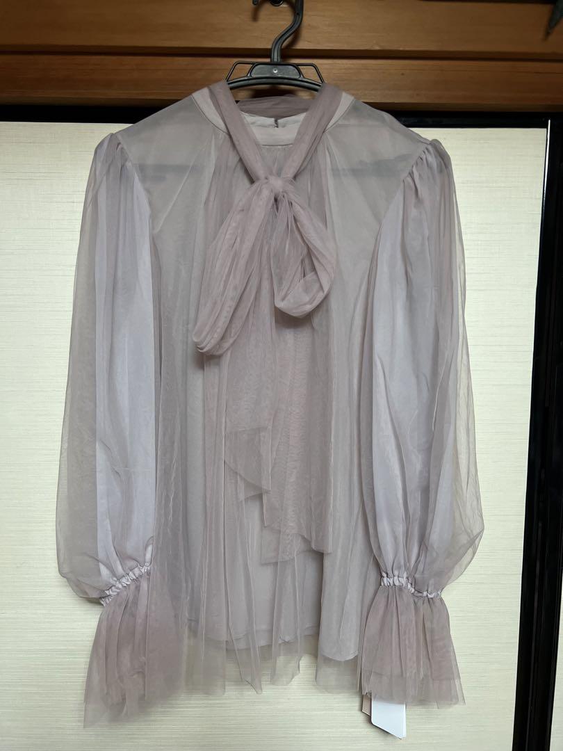 新品 Apuweiser riche 2WAYチュールブラウス ピンク M