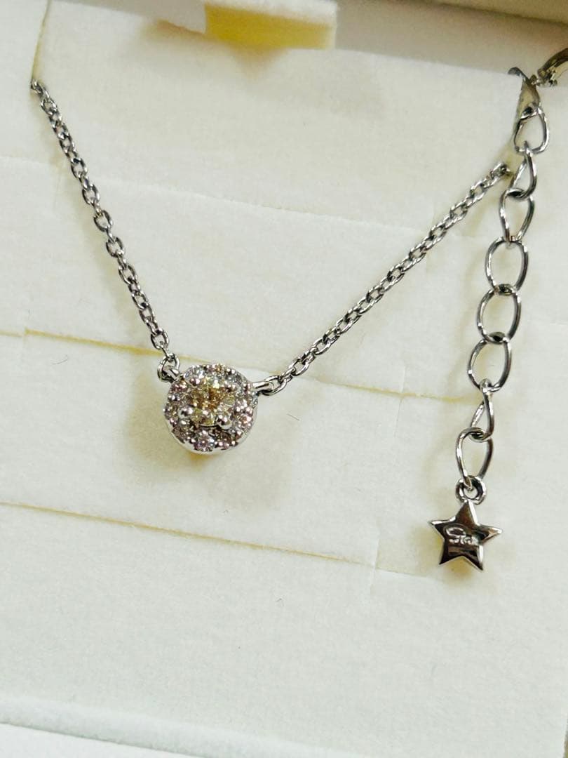 スタージュエリー pt950ヘイロー イエローダイヤ/ダイヤモンドネックレス スタージュエリー pt950ヘイロー イエローダイヤ/ダイヤモンドネックレス