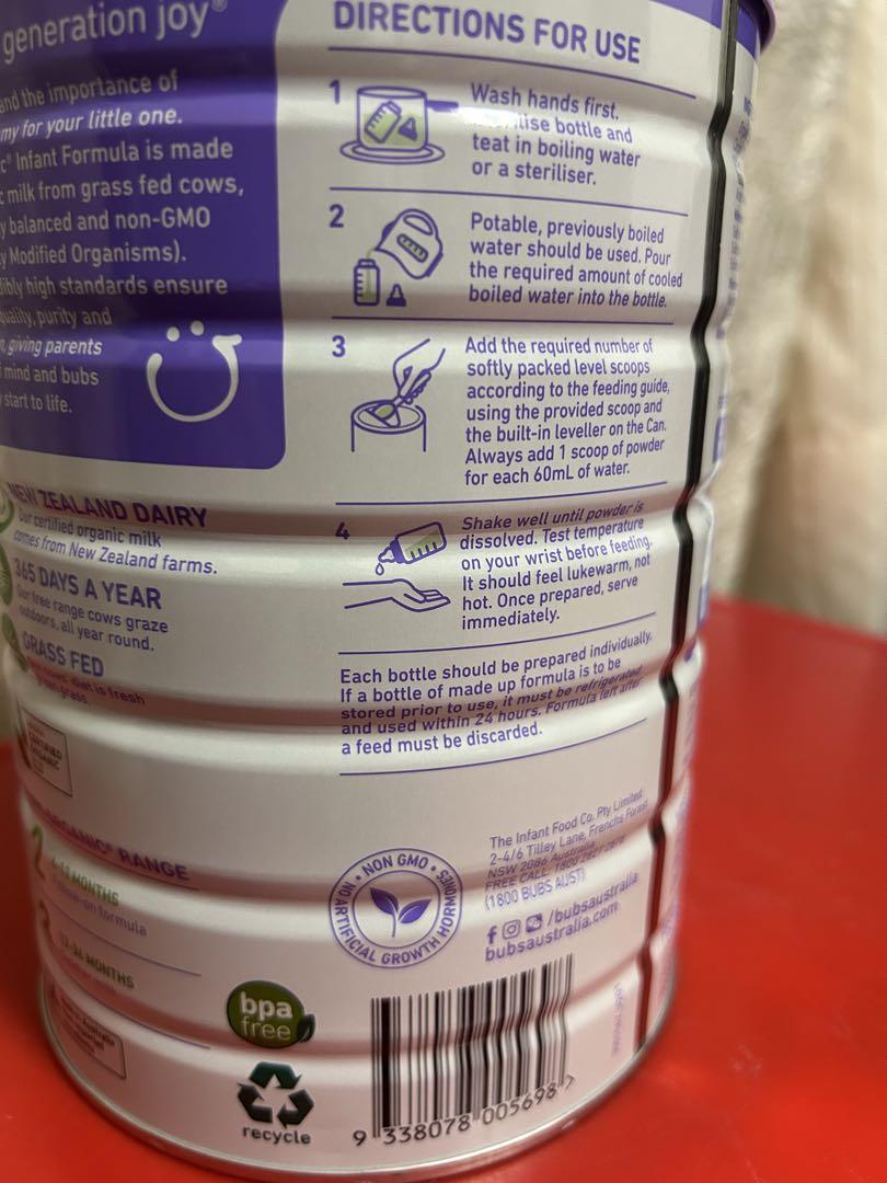 ミルク bubs Organic Grass Fed Infant Formula 1
