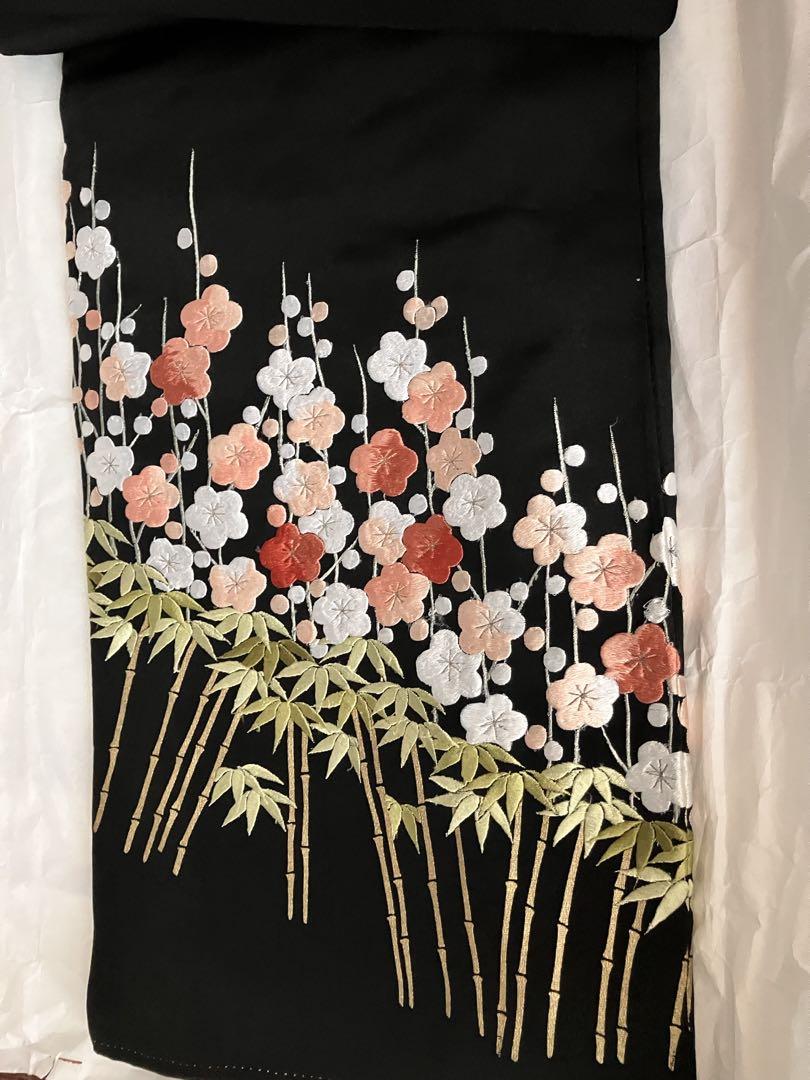 黒留袖 桜と竹の刺繍
