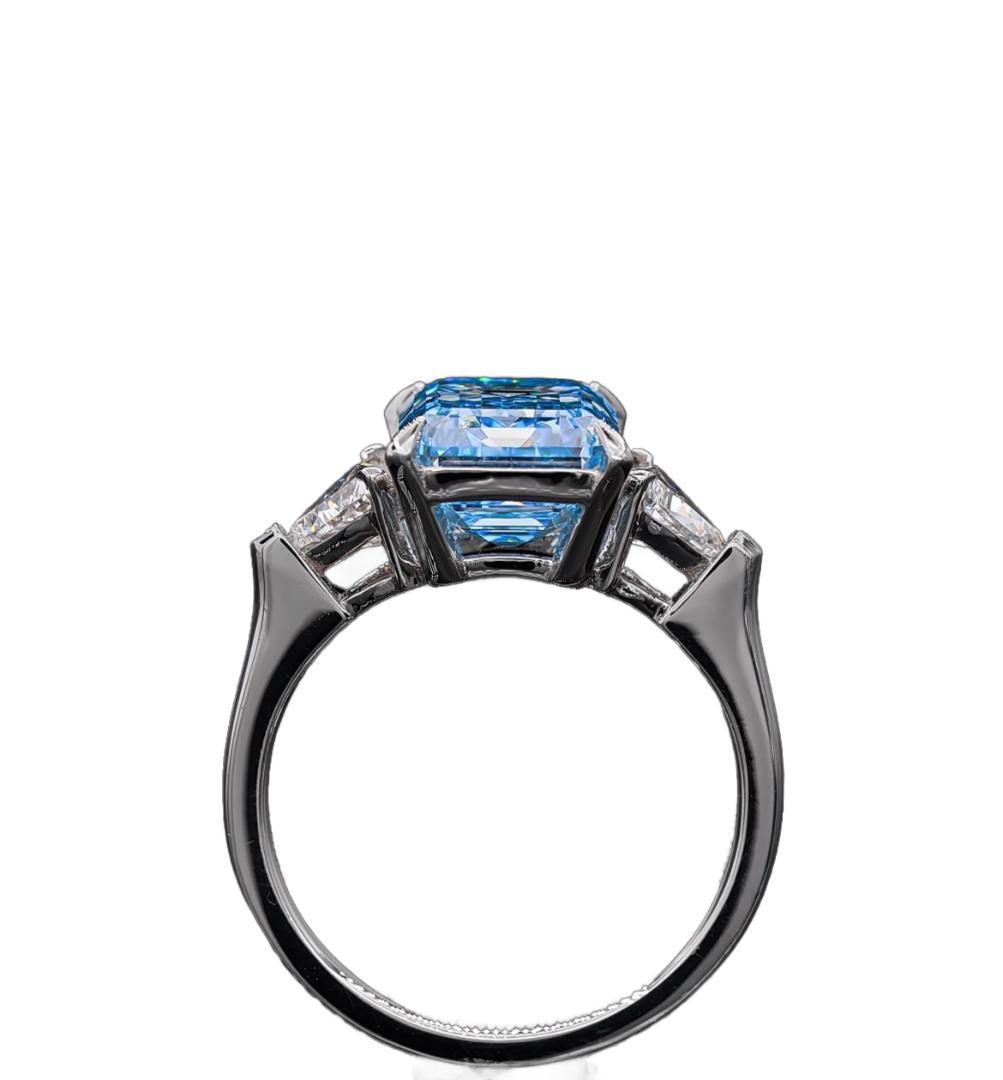 Pt950 ダイヤモンド リング 　ブルー　D5.04ct，d0.662ct