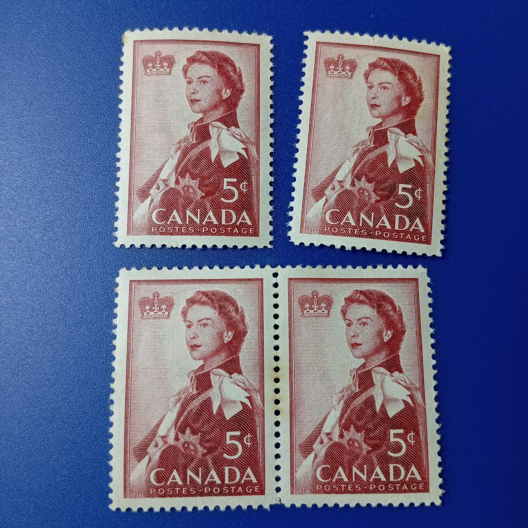 8672 外国切手 カナダ 1959年 エリザベス2世カナダ訪問 1種完 4枚