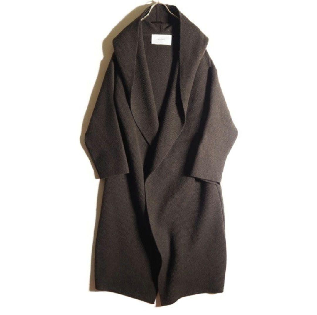 ADAWAS KNIT GAWN ウール ニット ガウン ダークブラウン