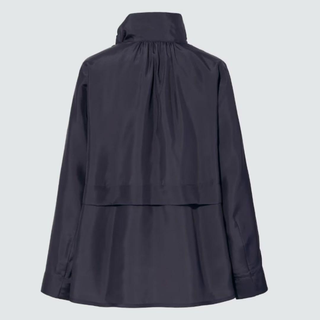 新品 UNIQLO +J シルク ボウタイ ブラウス ダークグレー L
