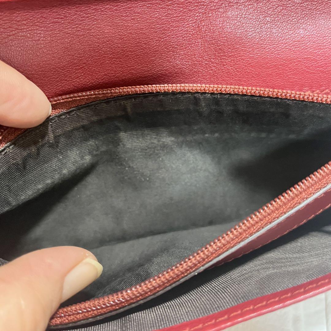 美品✨GUCCI 長財布　GG シマ　バイカラー　ピンクベージュ　レッド