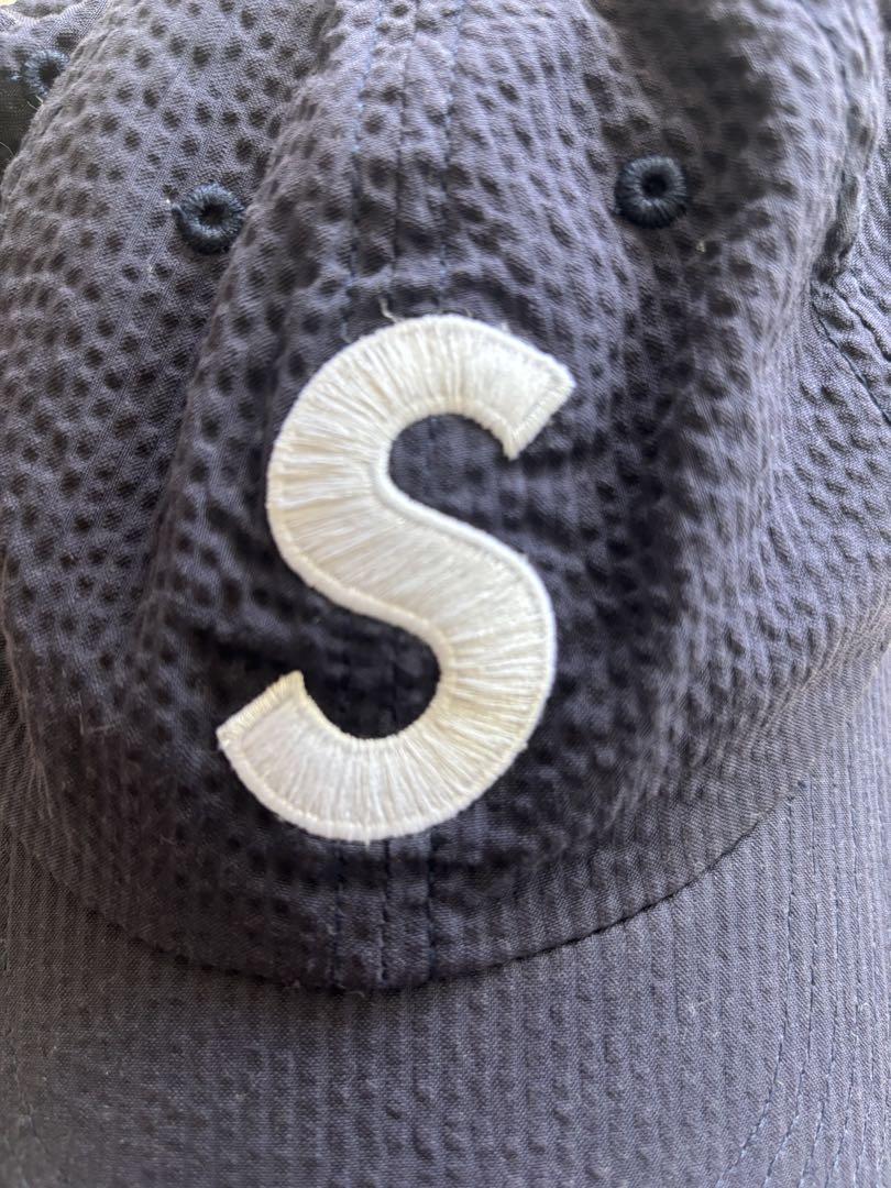 Supreme S Logo 6-Panel シアサッカー ネイビー 紺