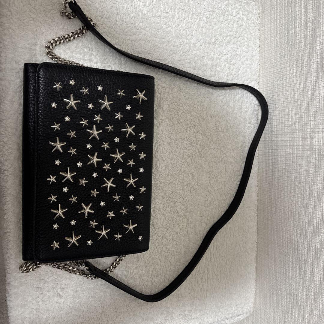 JIMMY CHOO 黒 スタースタッズ　お財布バッグ