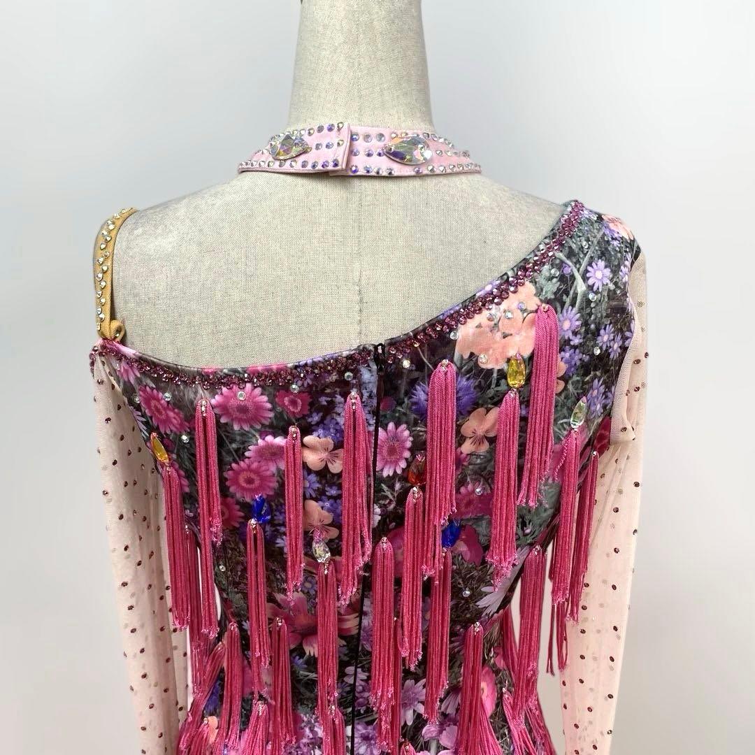 Y5967【ツキオカ】L★おまけ付♪ ピンク スワロMIX ラテンドレス☆社交 Y5967【ツキオカ】L★おまけ付♪ ピンク スワロMIX ラテンドレス☆社交