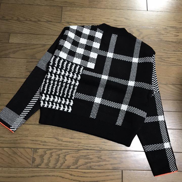 日本全国送料無料商品 特集 即完売 チェック 黒白オレンジ トウキョウ ユナイテッド ニット+セーター