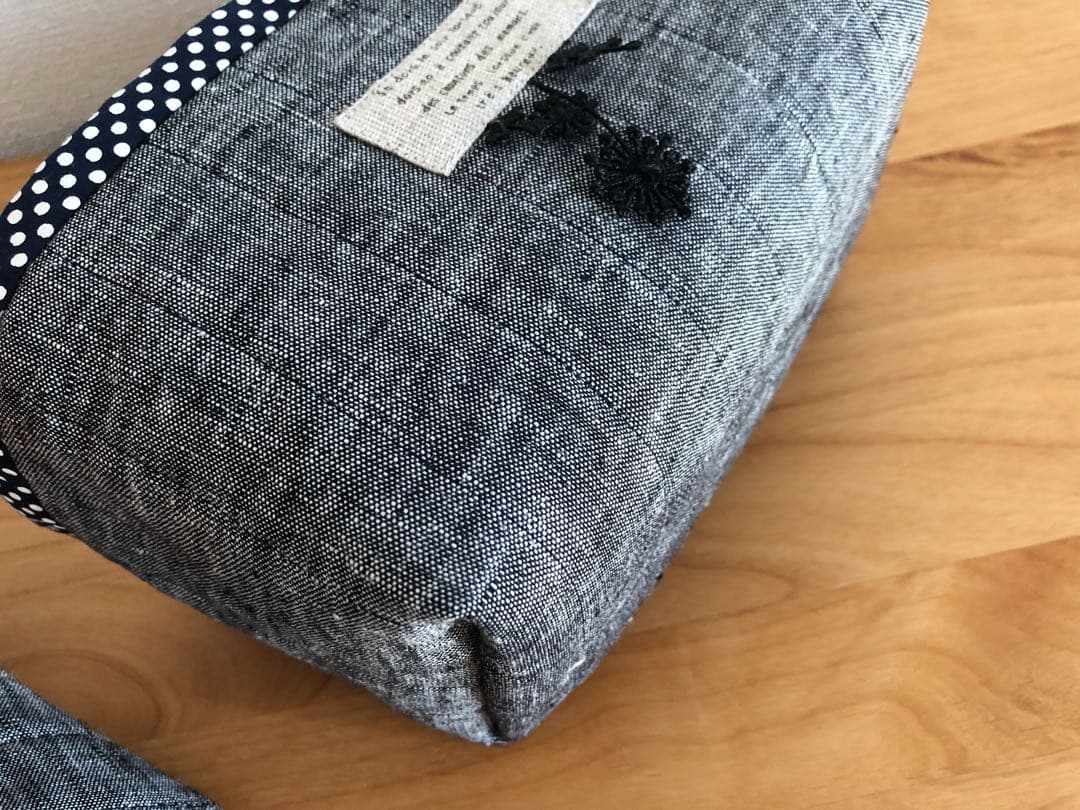 布バスケット シャンブレー-ドット