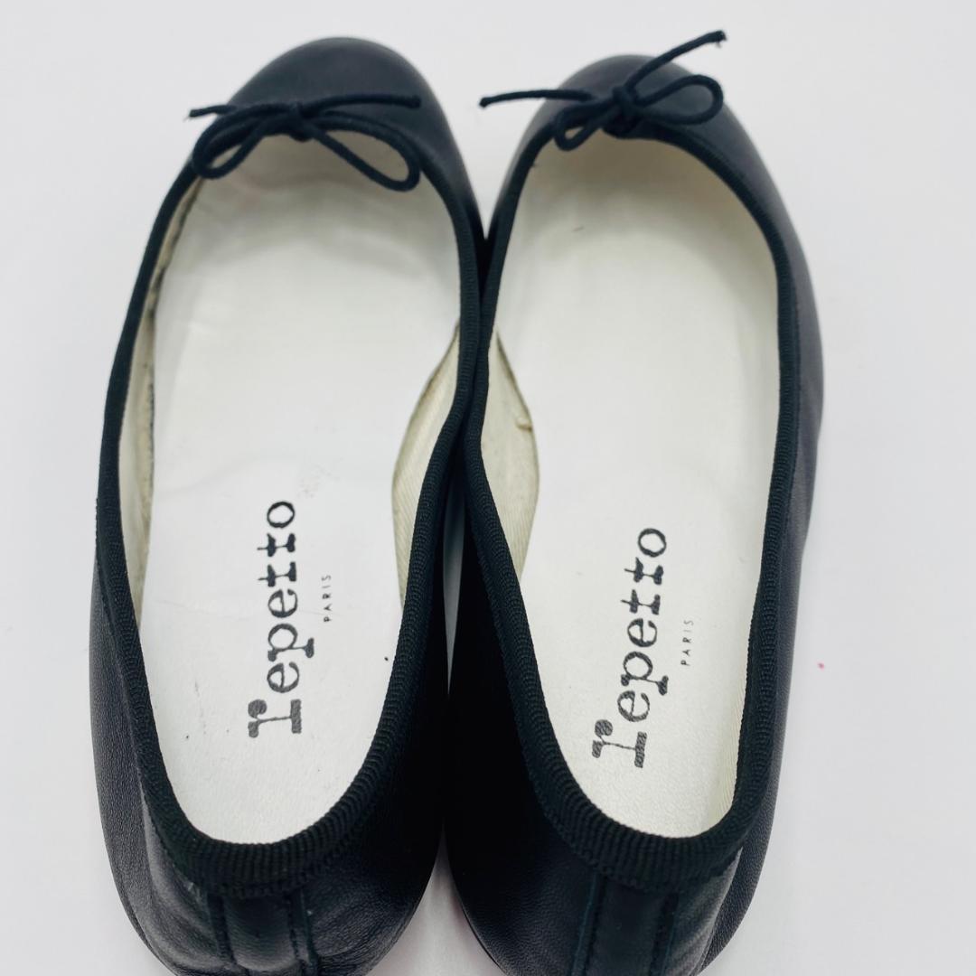 【未使用級】　レペット　バレエシューズ　23.5㎝　黒　リボン　フラット　レザー repetto レペット バレエシューズ フラットシューズ 黒 レザー