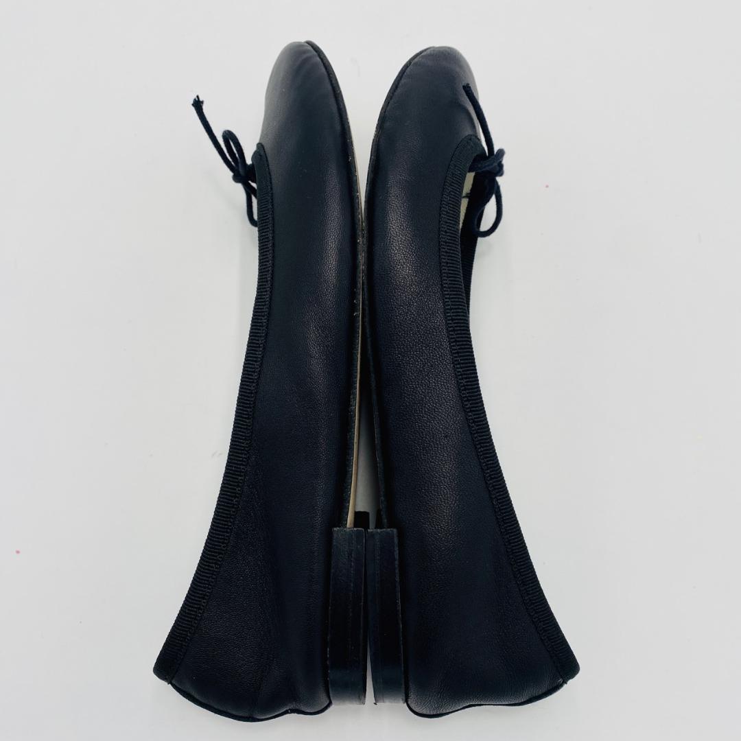 repetto　レペット　バレエシューズ　フラットシューズ　黒　レザー　リボン