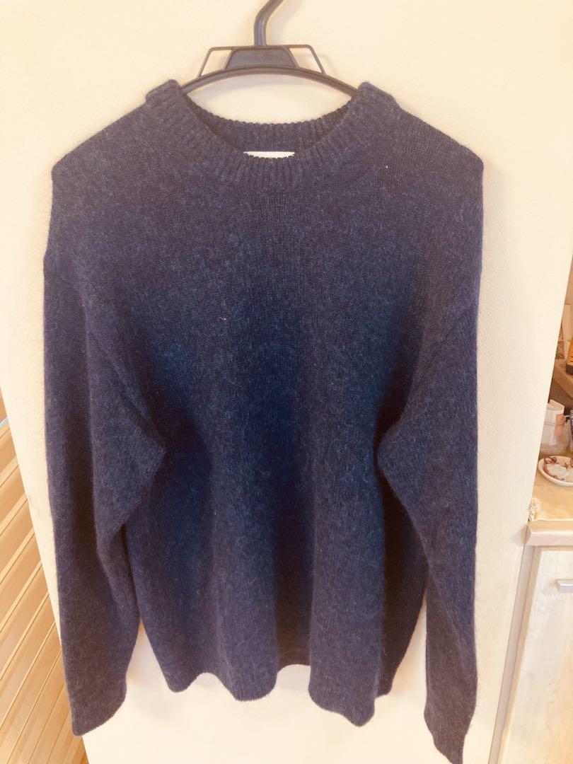 【ATON】WOOL MOHAIR CREWNECK SWEATER NAVY