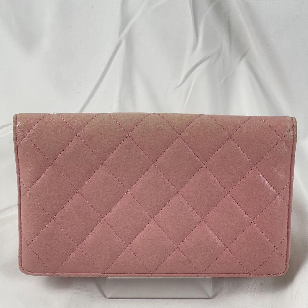 CHANEL シャネル マトラッセ ラムスキン 財布 ピンク シルバー金具