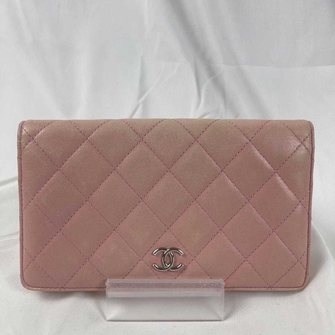 CHANEL シャネル マトラッセ ラムスキン 財布 ピンク シルバー金具
