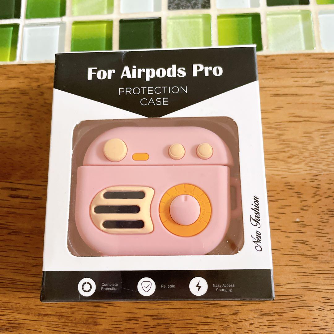 Airpods Pro用 レトロラジオケース ピンク