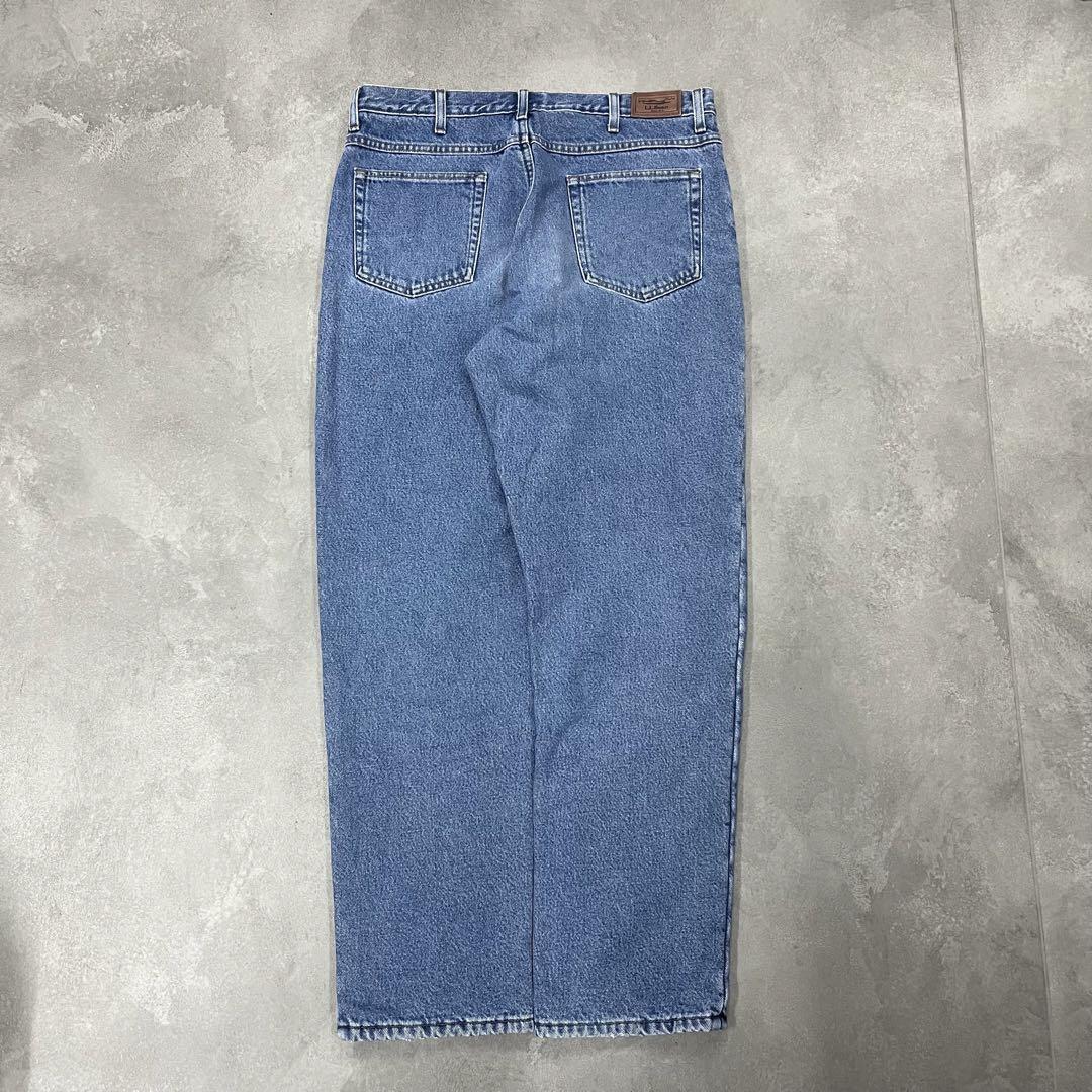 00s LLBean バギーワイドデニム 裏地フリース W36L32