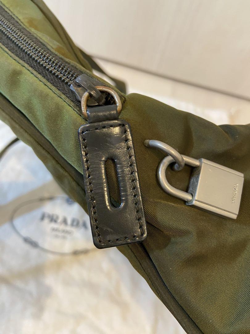 PRADA トートバッグ ナイロン レザー 三角ロゴプレート カーキ