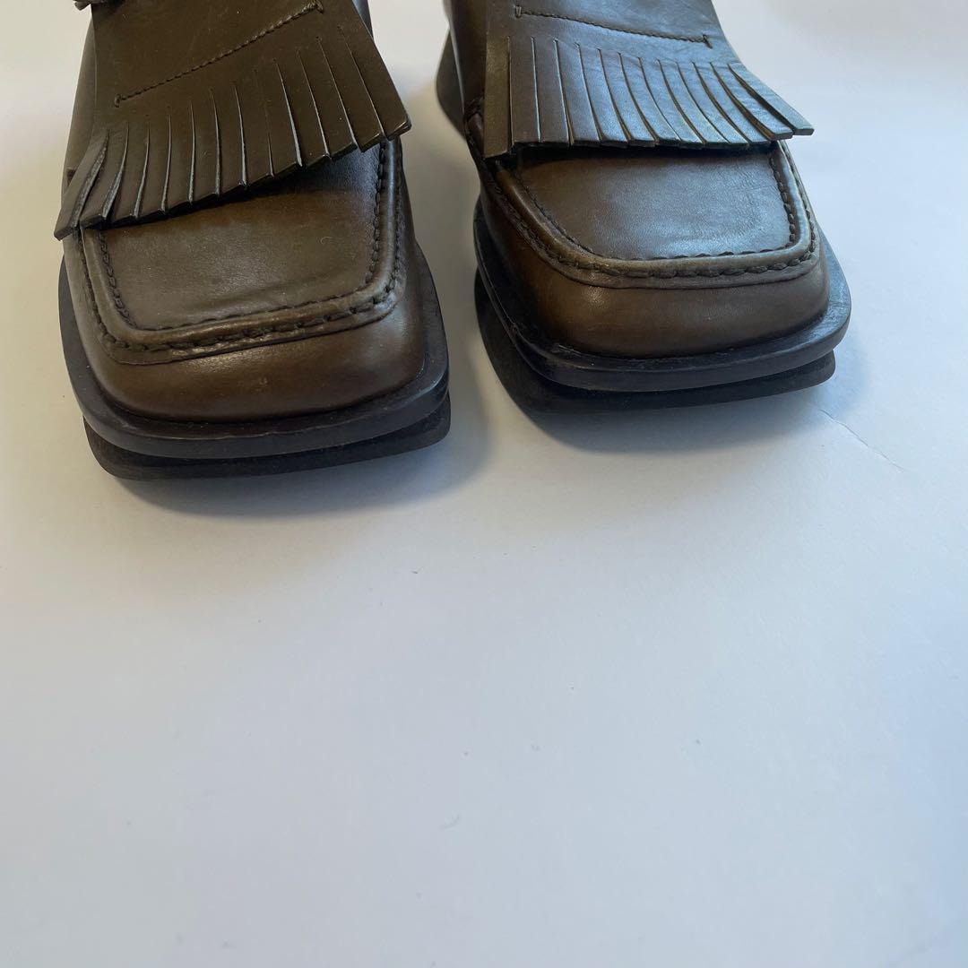 靴 PRADA square leather shoes 36