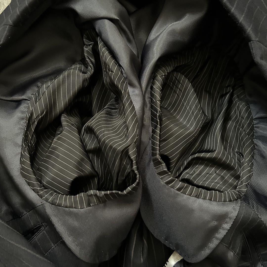 極美品 SUIT SELECT セットアップ ストライプ ネイビー AB5
