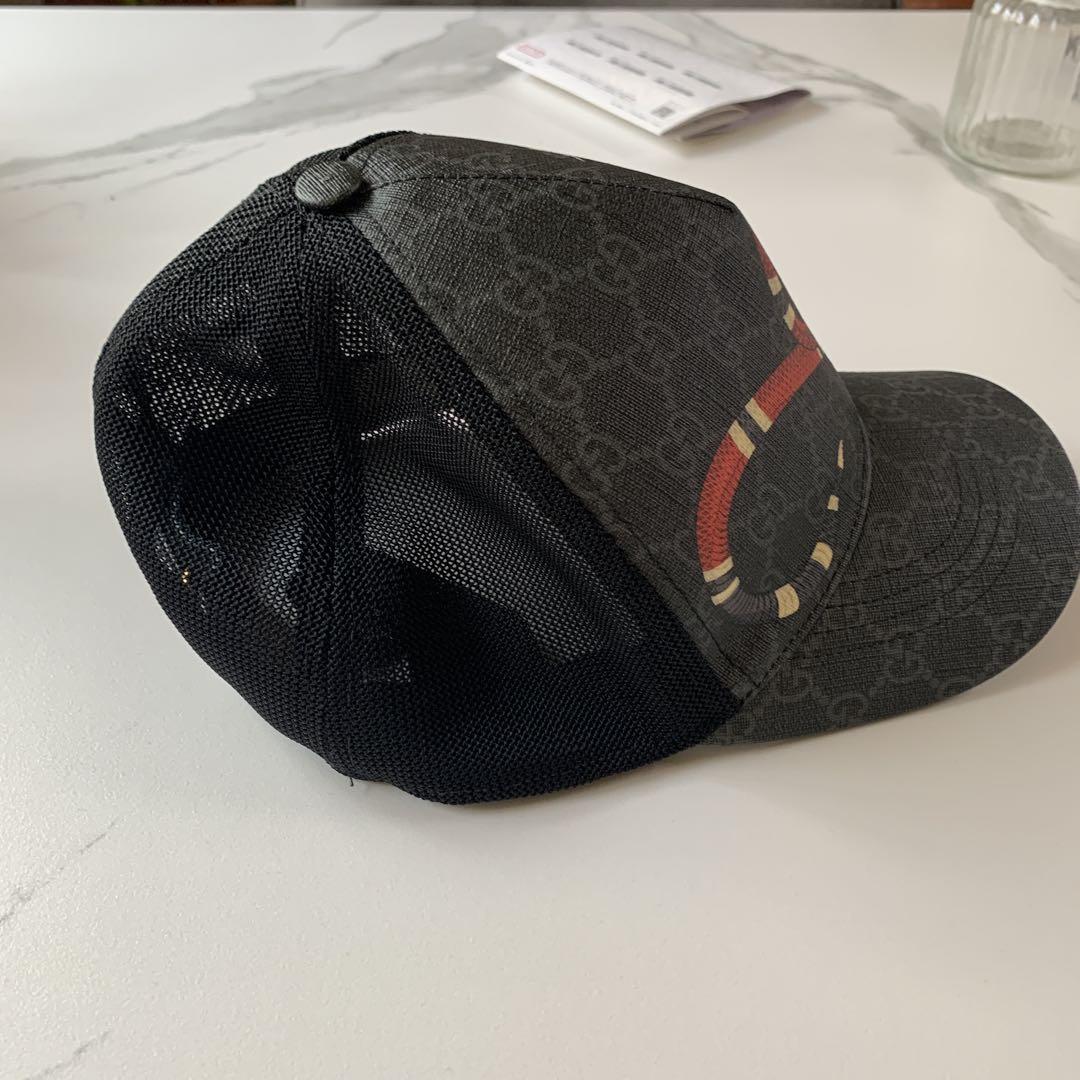 GUCCIベースボールキャップ XL GG柄 スネーク 黒 ブラック
