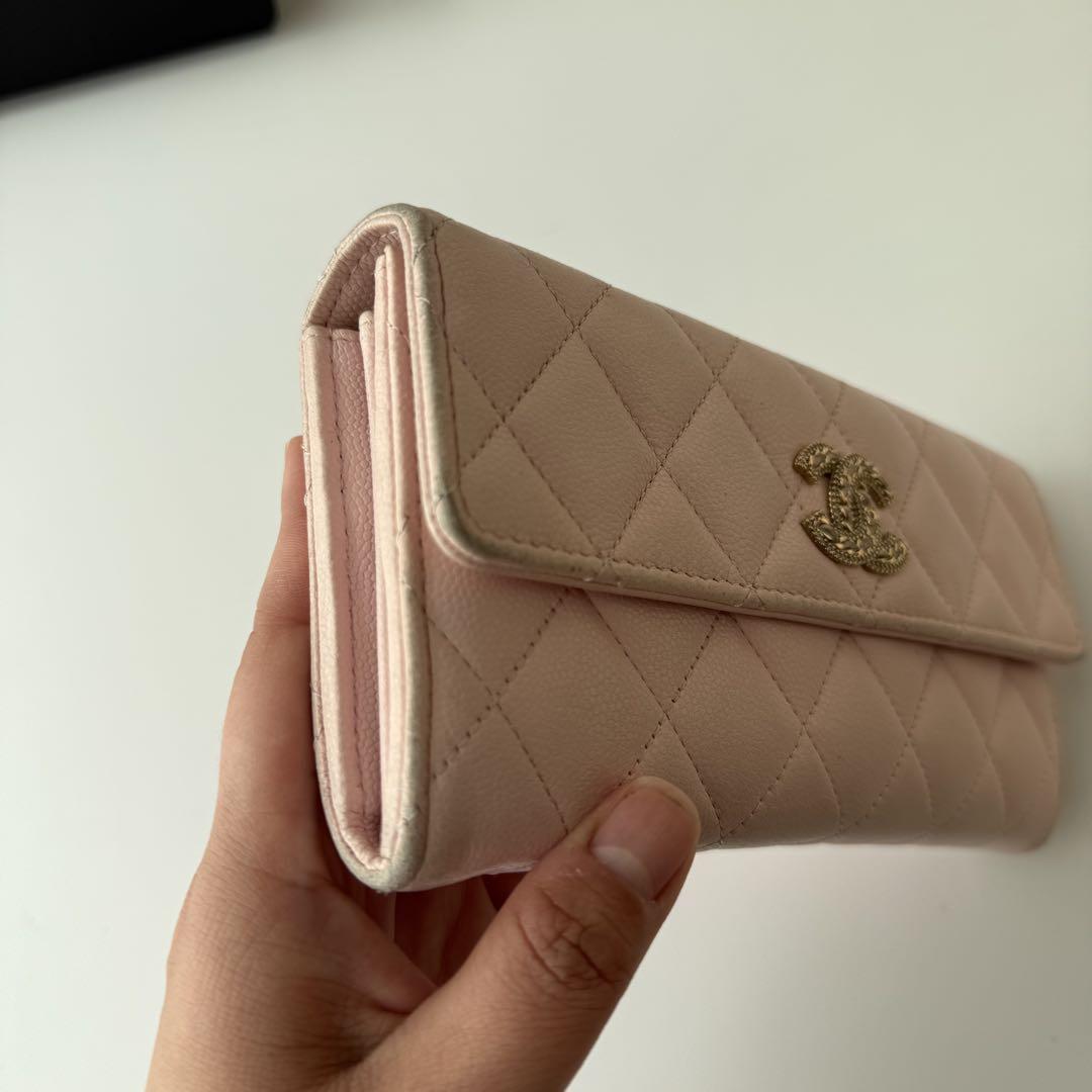 シャネル＊長財布＊財布＊ピンク＊キャビアスキン＊クリスタル