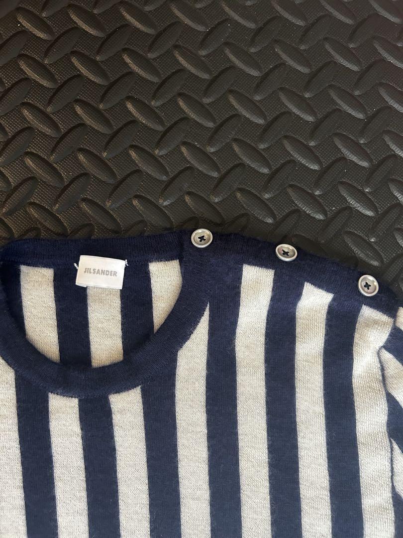 カシミヤ JIL SANDER ショルダーボタン ストライプニット