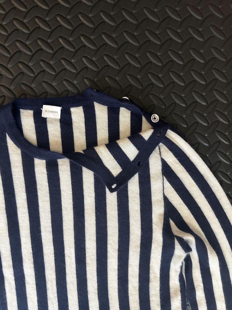カシミヤ JIL SANDER ショルダーボタン ストライプニット