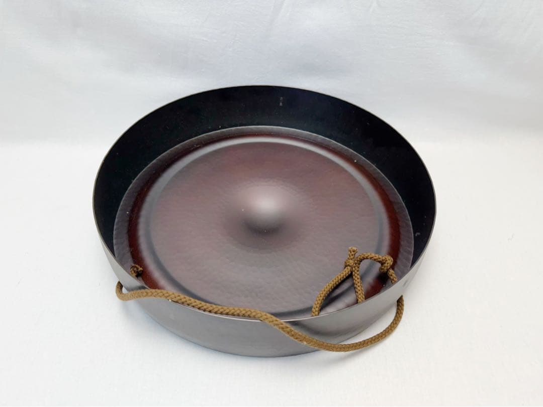 未使用 茶道具 水屋道具 桑 七宝透 銅鑼枠 金谷浄雲作 銅鑼