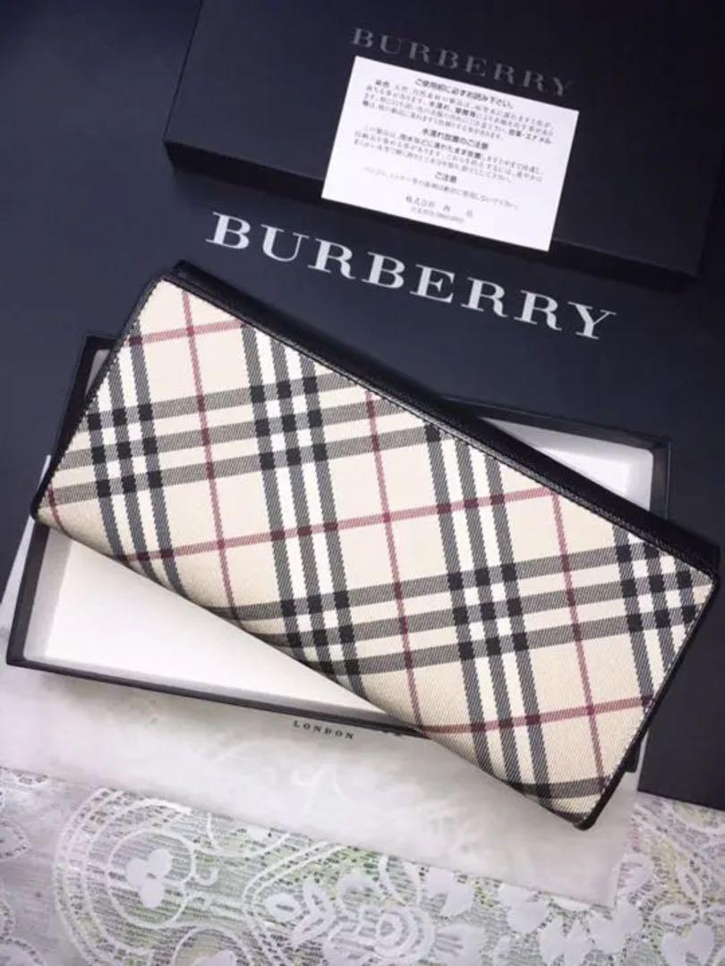 ほぼ未使用　日本製　Burberry バーバリー　財布　長財布　折り財布　メンズ