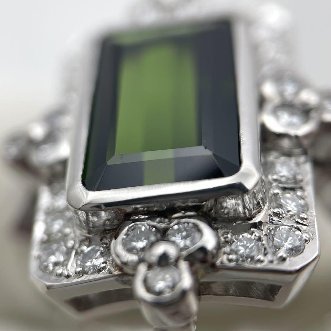 pt900 グリーントルマリン2.94ct ダイヤ0.46ct リング
