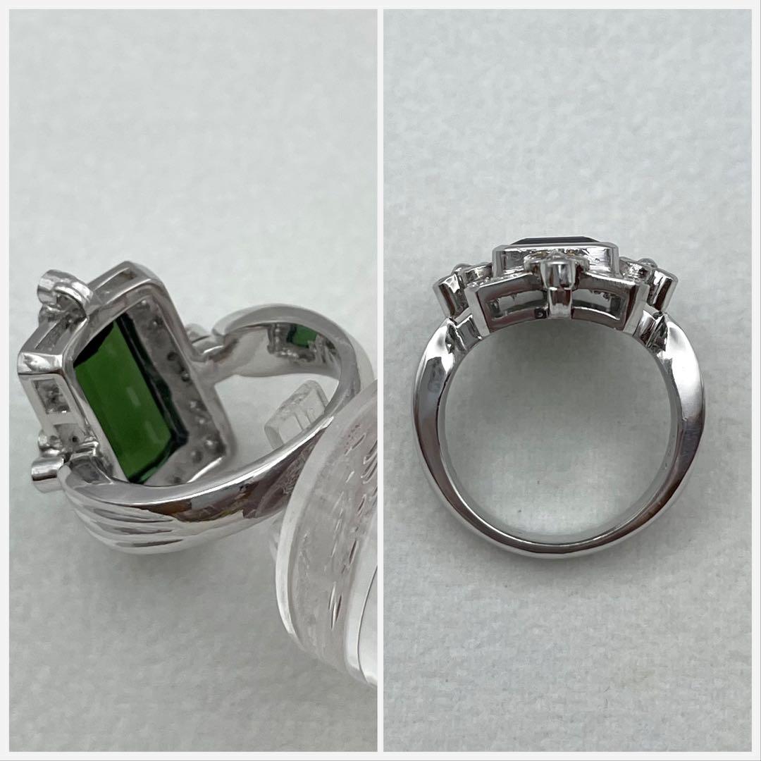 pt900 グリーントルマリン2.94ct ダイヤ0.46ct リング