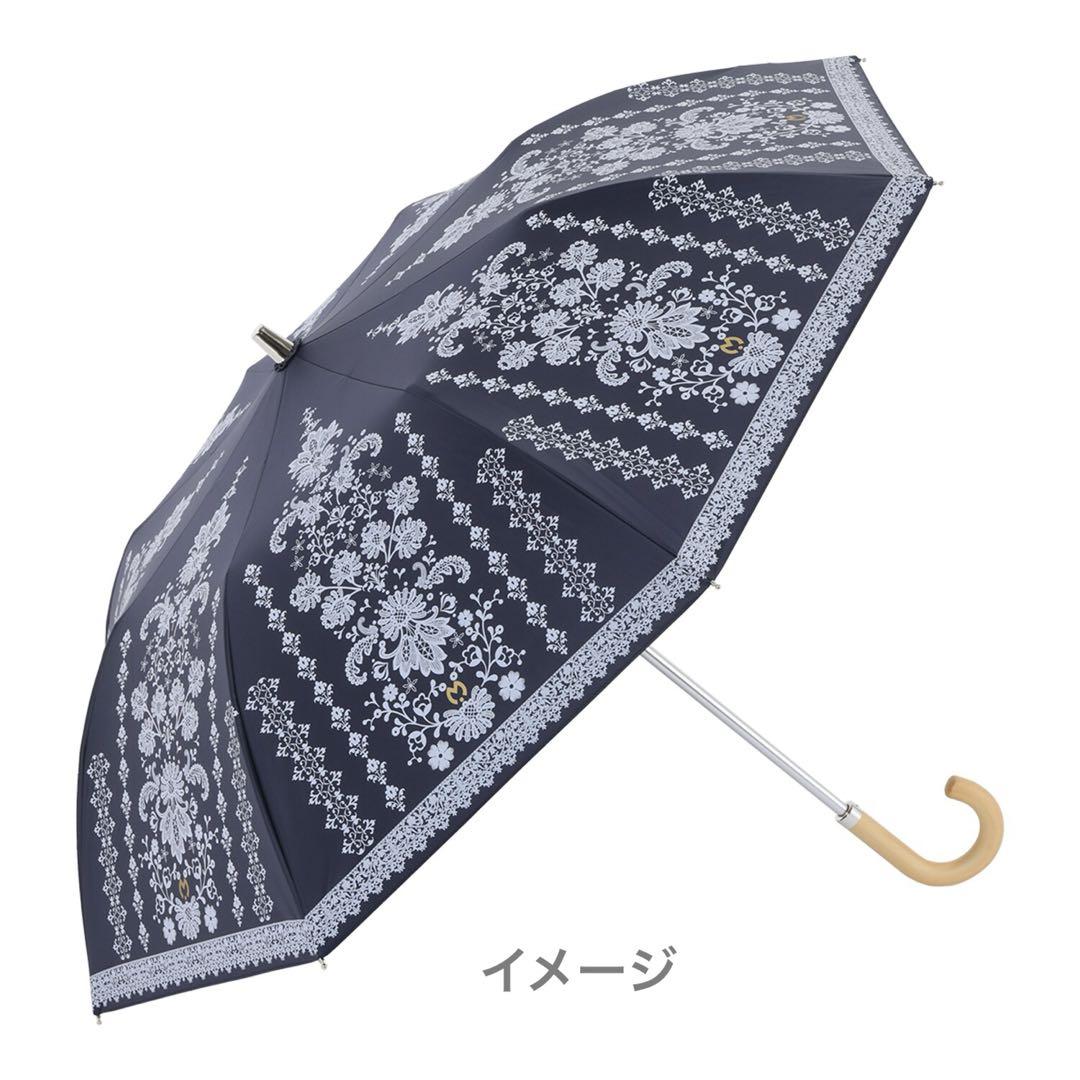 ミラ・ショーン 楽折晴雨兼用傘　レースネイビー