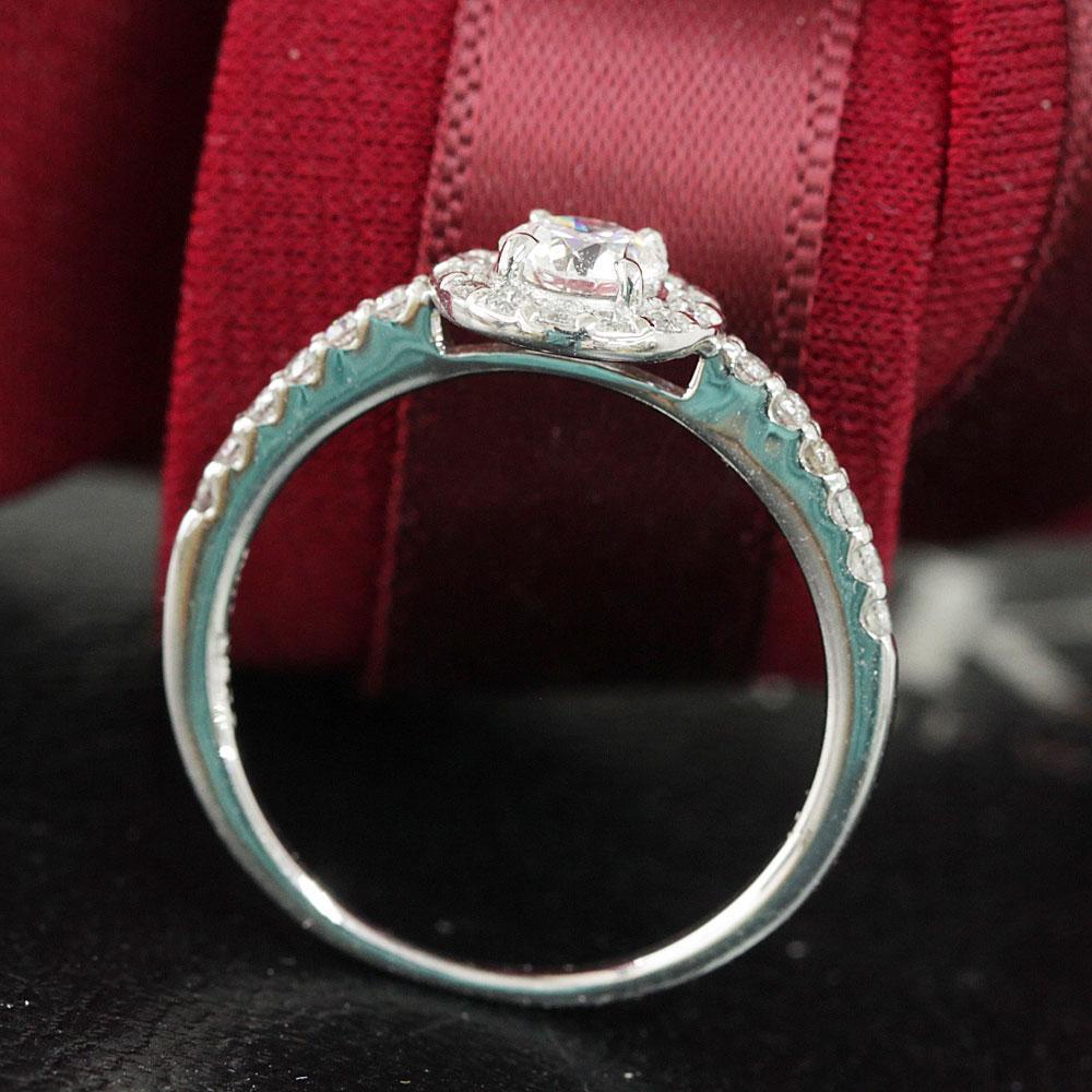 ハートキュー E VVS 3EX 0.37ct ダイヤモンド ヘイローリング