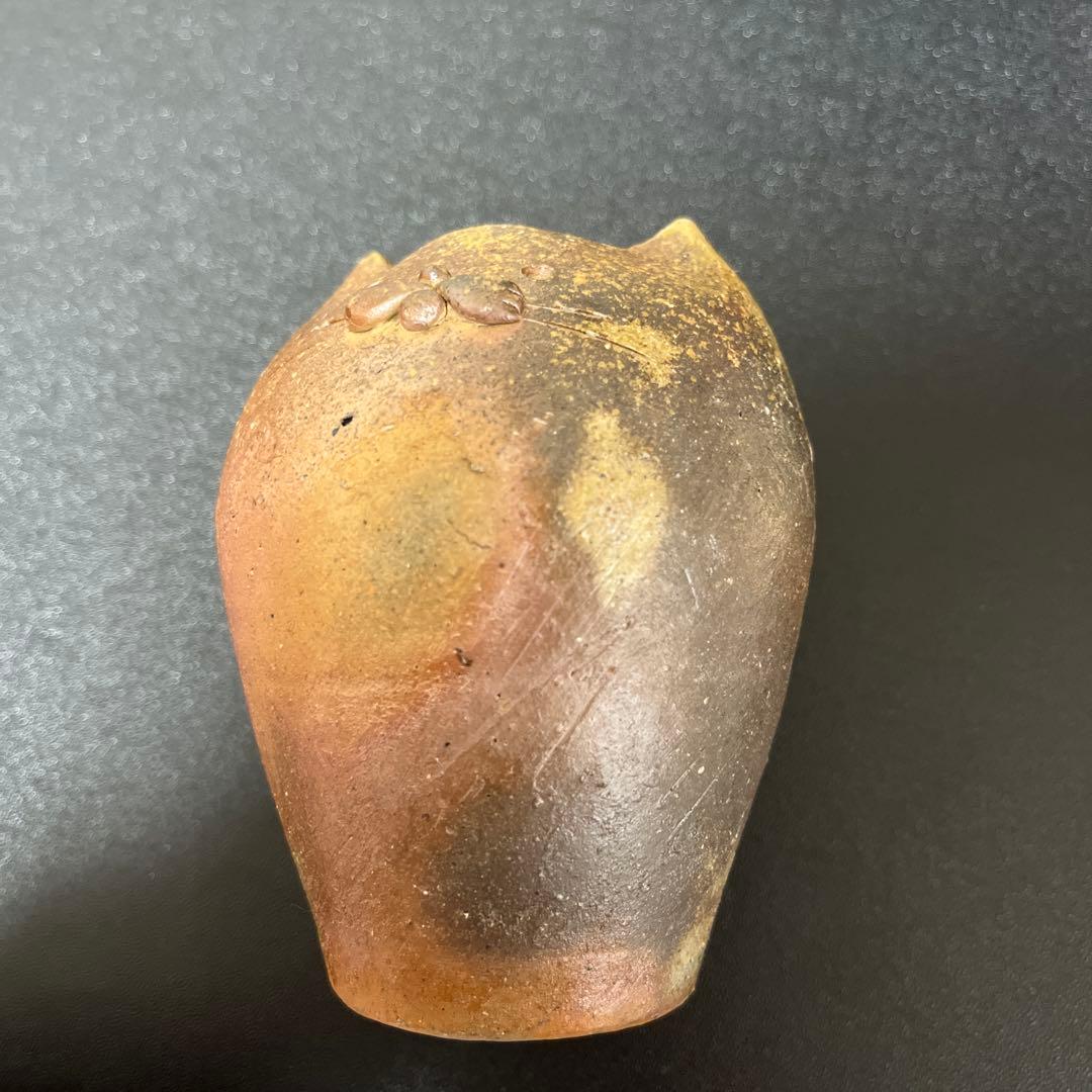 山村富貴子 猫 花入れ 備前焼 山村富貴子 猫 花入れ 備前焼