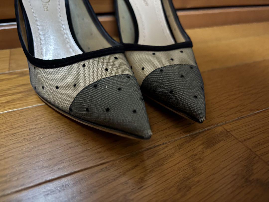 Christian Dior シースルー　ドット　メッシュパンプス