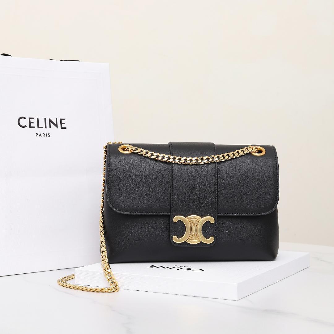 鑑定済 CELINEプラックレザーショルダーバ CELINE ブラックレザー ショルダーバッグ - メルカリ