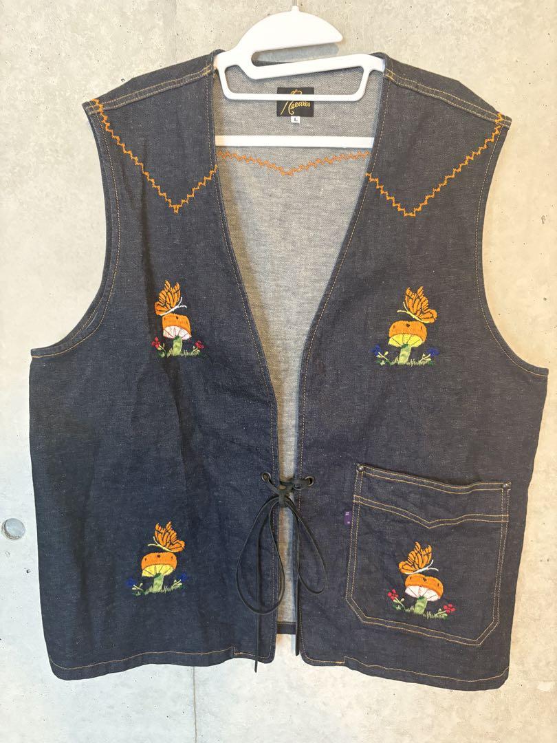 Needles p&m Emb. キノコ刺繍デニムベスト
