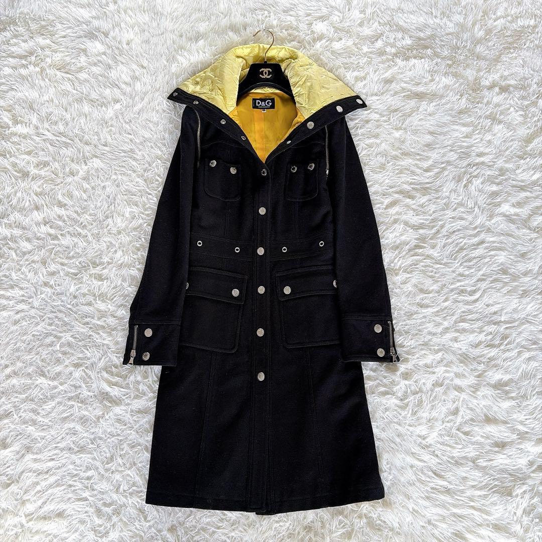 希少✨【D&G】2wayヴィンテージ スナップボタン デザイン ロングコート 黒 希少✨【D&G】2wayヴィンテージ スナップボタン デザイン ロングコート 黒