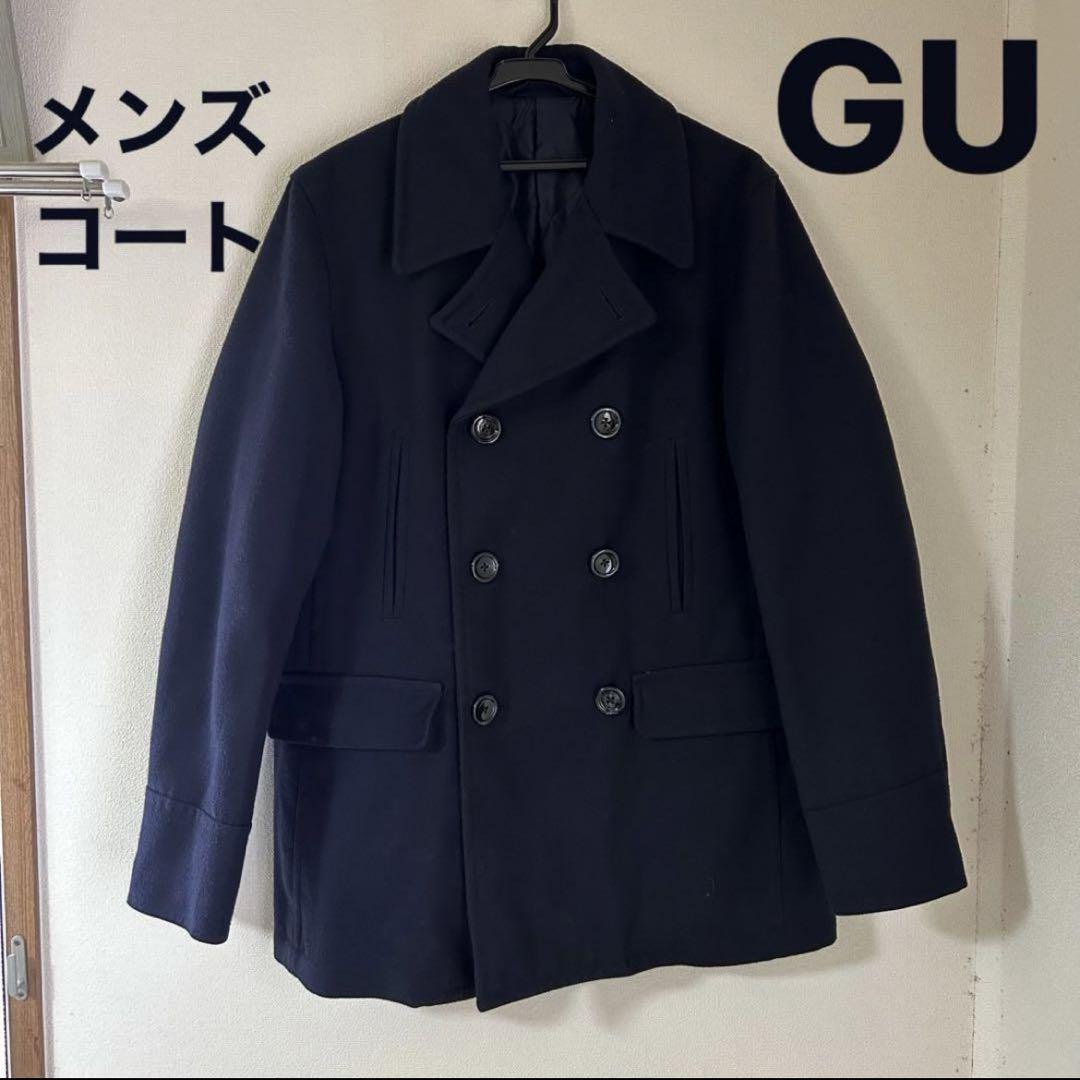 GU メンズコート ネイビー 襟付きコート Pコート M - ジャケット