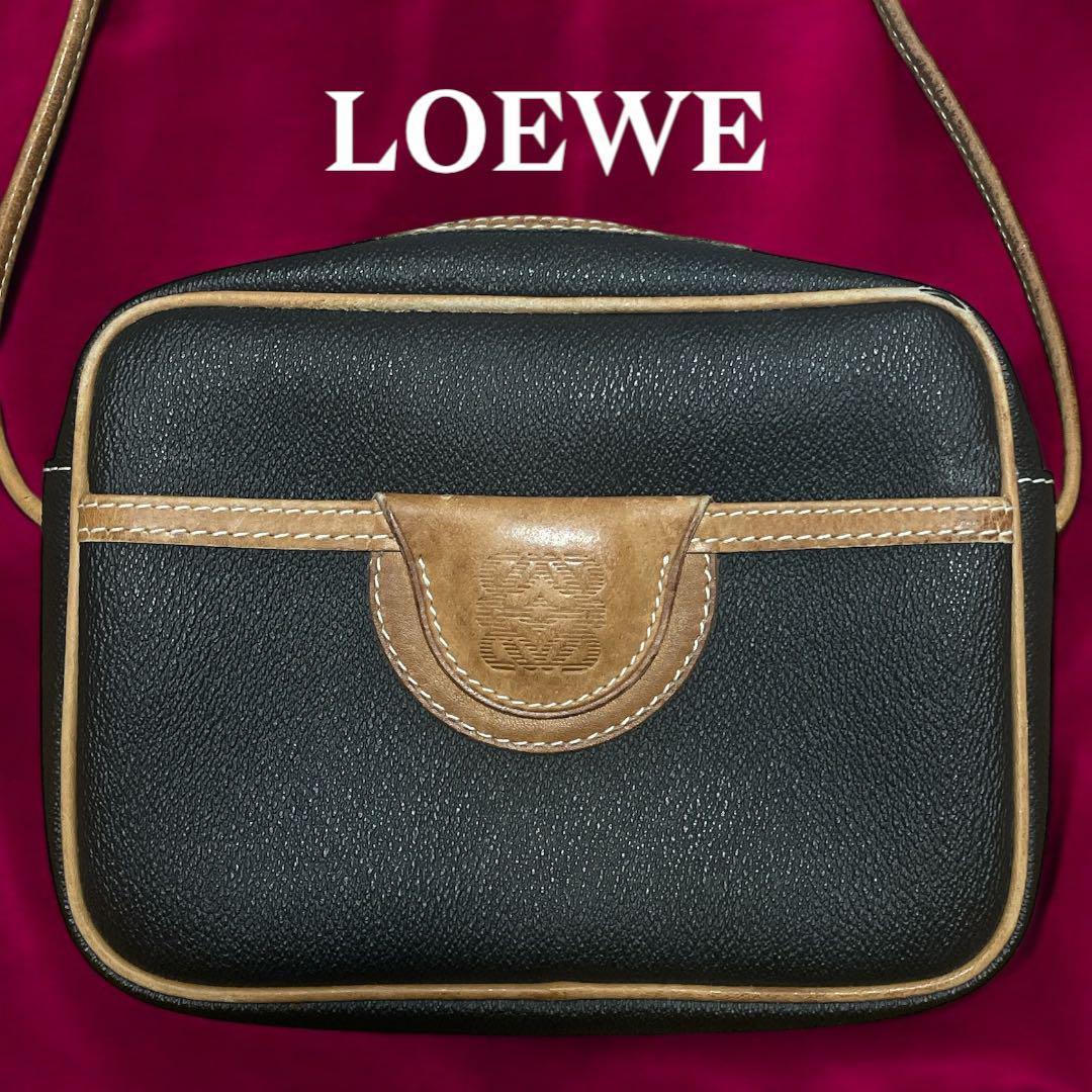 【良品】ヴィンテージ　LOEWE ロエベ アナグラム レザー ショルダーバッグ