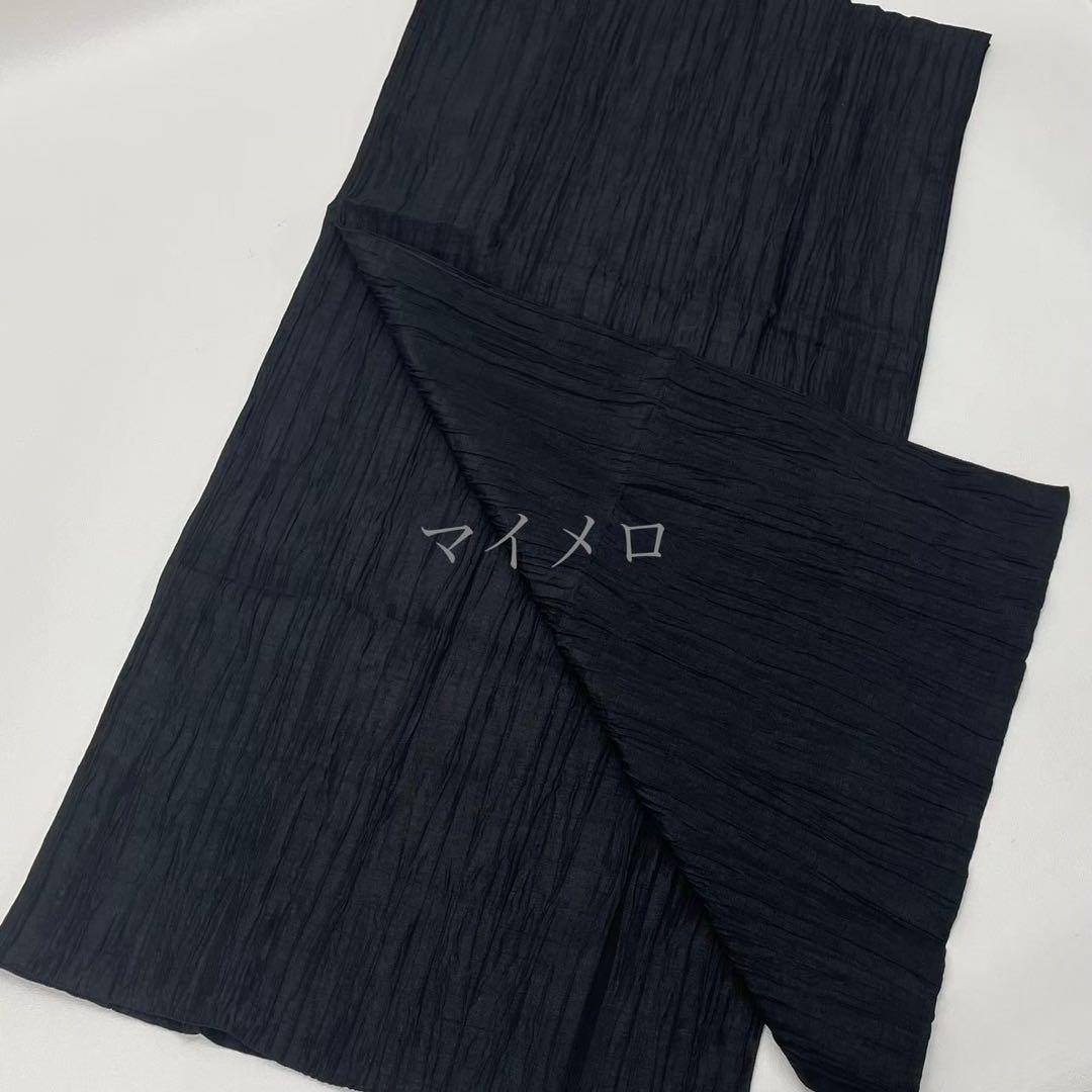 浴衣　綿麻　粋な夏着物　縦縞　黒　兵児帯　プリーツ　2点　0521⑤