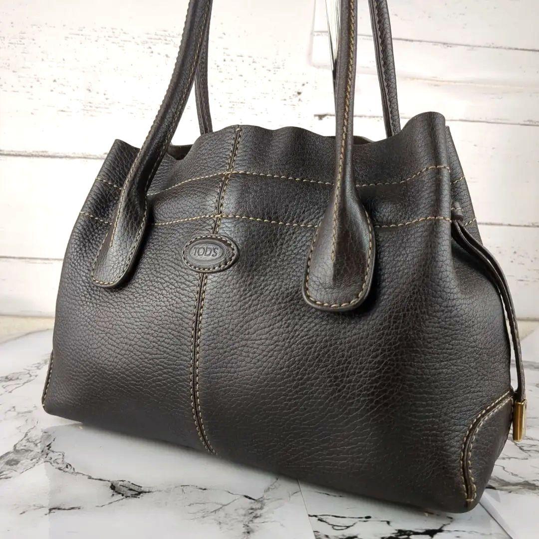極美品】トッズ☆ディーバッグ D-BAG ハンドバッグ シボ革
