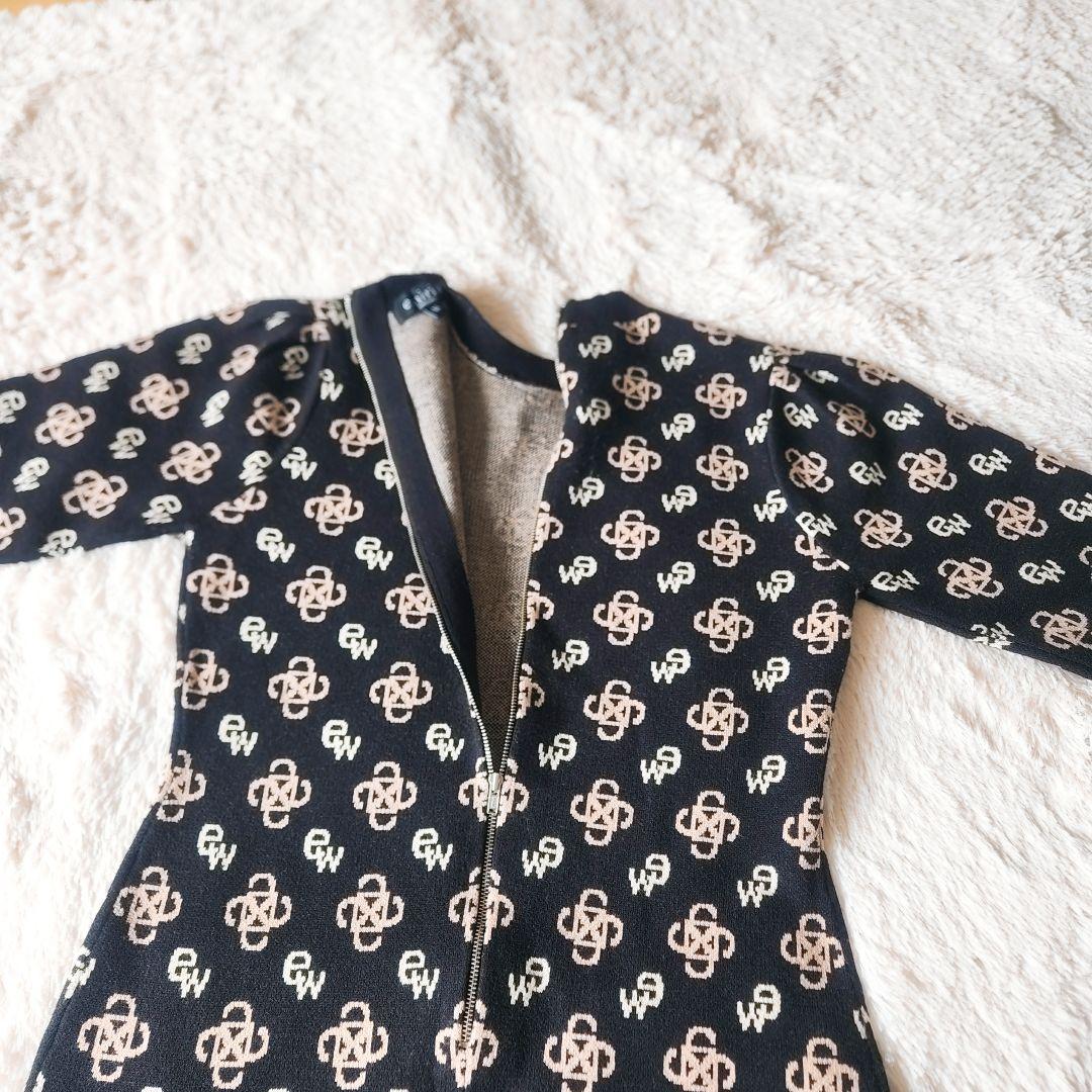 Emiria wiz☆エミリアウィズ☆ニットワンピース☆モノグラム☆Mサイズ☆黒 Emiria wiz☆エミリアウィズ☆ニットワンピース☆モノグラム☆Mサイズ☆黒