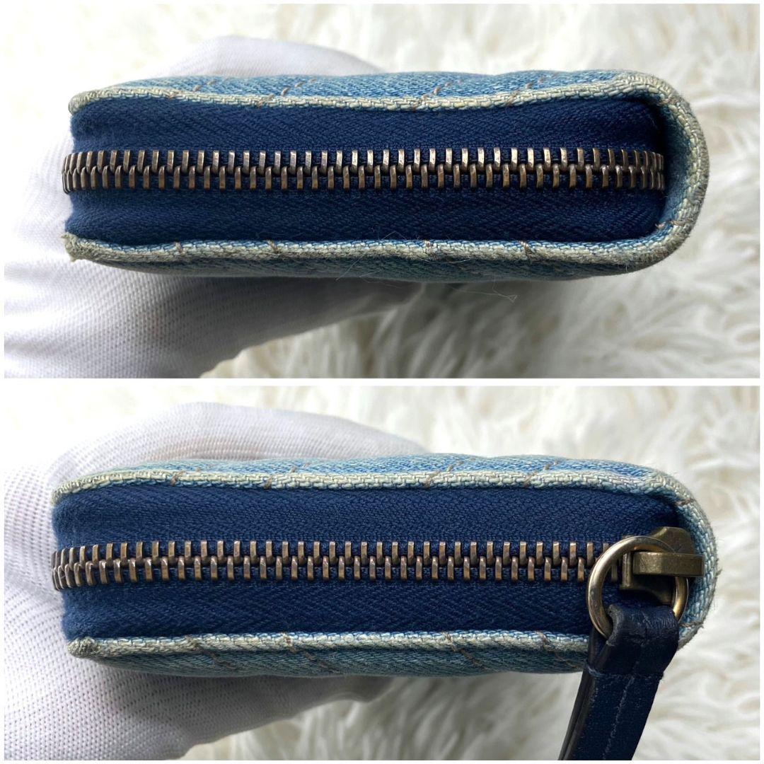 美品✨グッチ デニムキルティング GGマーモント 長財布 ラウンドファスナー