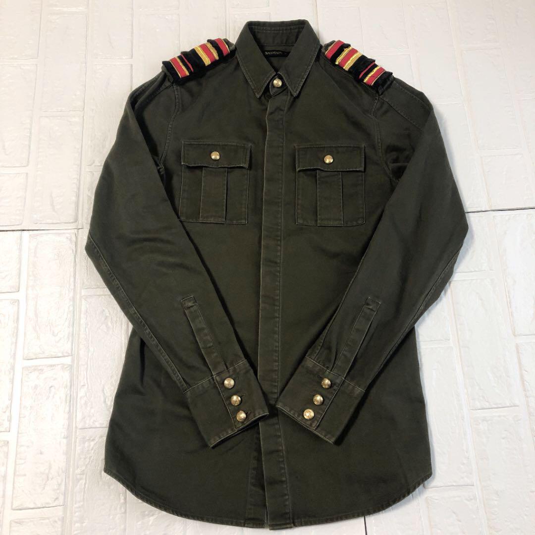 【希少】即完売品 美品 BALMAIN H&M バルマン ミリタリー シャツ