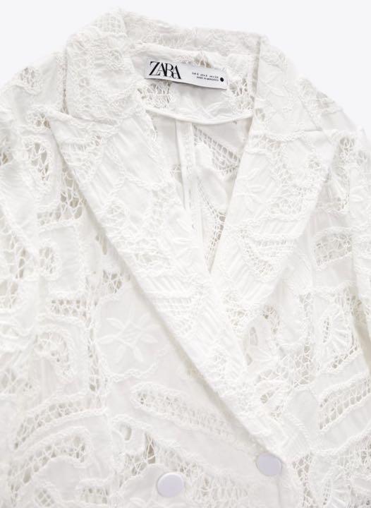 【新品/未着用】ZARA ダブルブレストレースブレザー レースジャケット