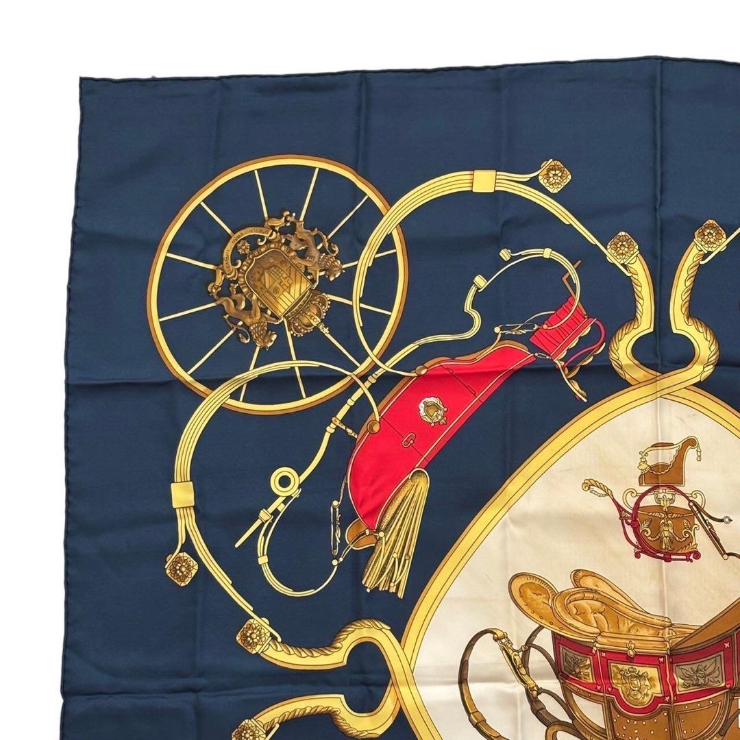 HERMES エルメス スカーフ 紺 白 マルチカラー 大判 カレ90