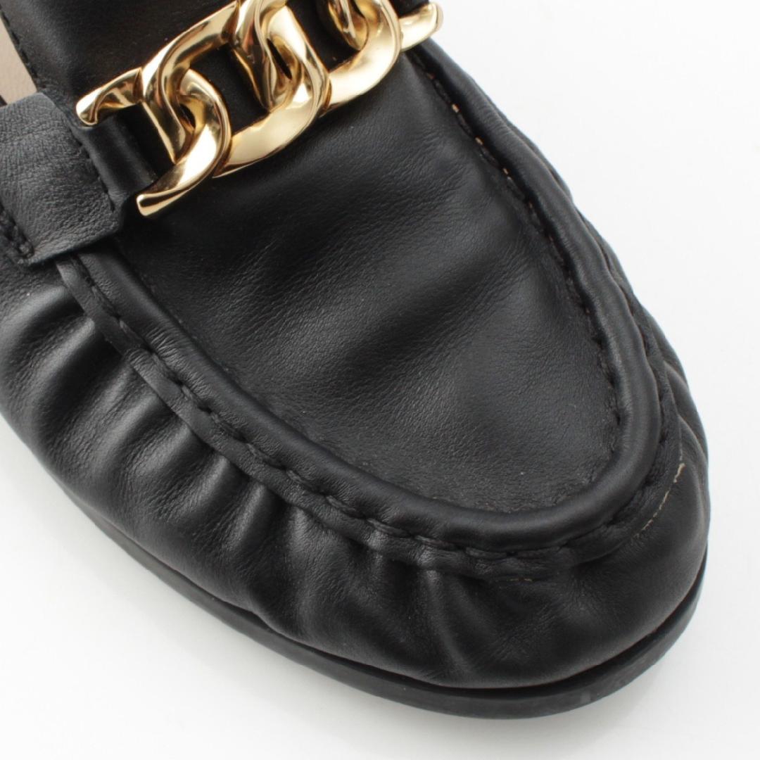 TOD’S トッズ レザー チェーン金具 ローファー ブラック 36 1/2