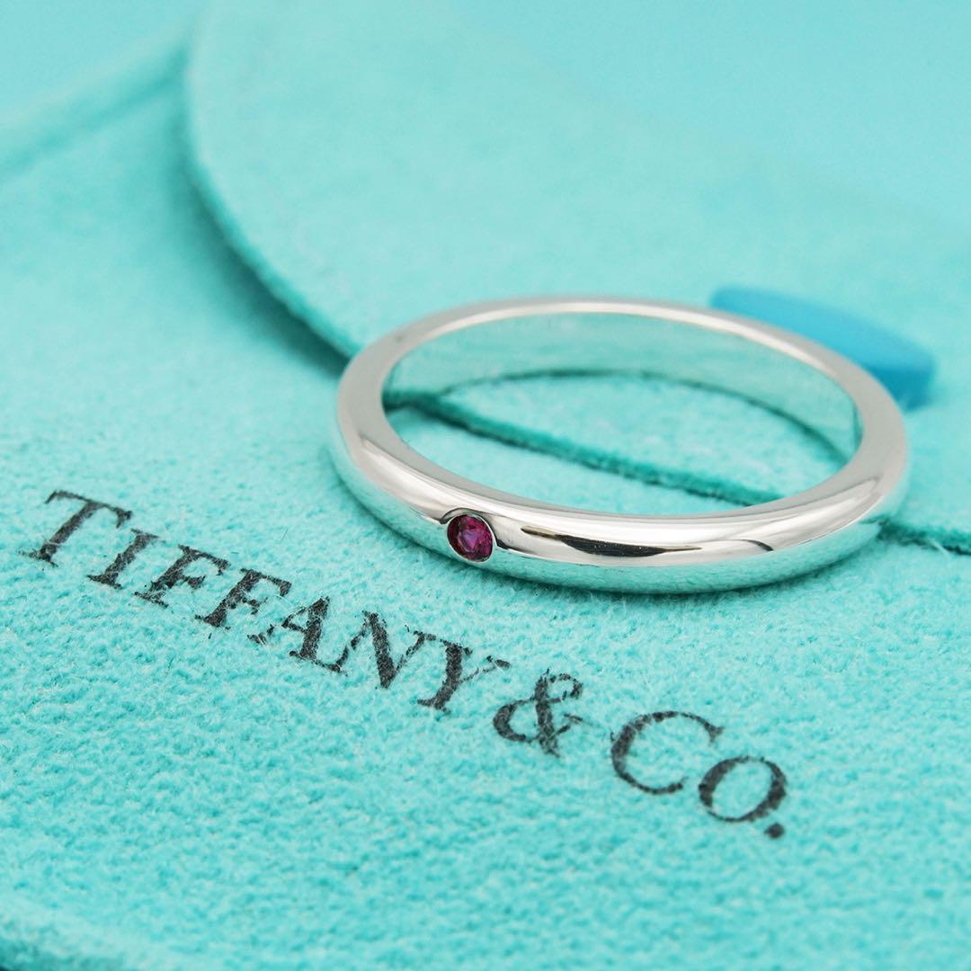極美品 ティファニー スタッキングバンド ルビー リング 11.5号 シルバー Tiffany & Co. - ティファニー リング ルビー スタッキング